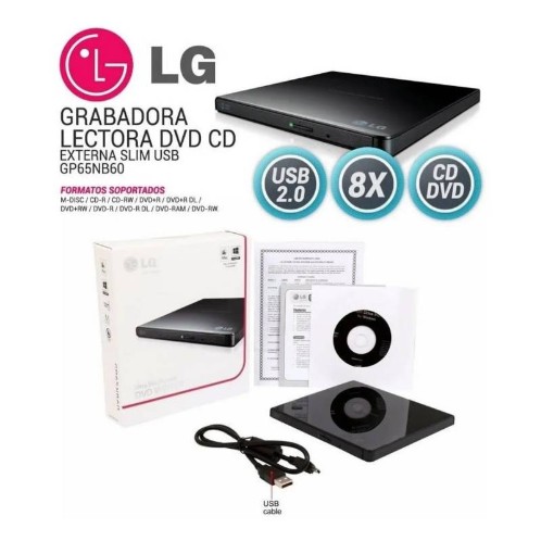 MULTIGRABADOR EXTERNO LG GP65NB60 SLIM , 8X, USB 2.0. 